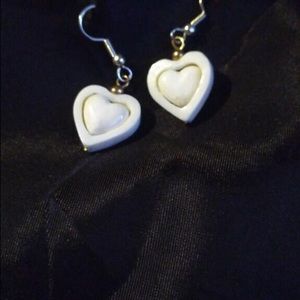 Mastadon ivory heart earrings